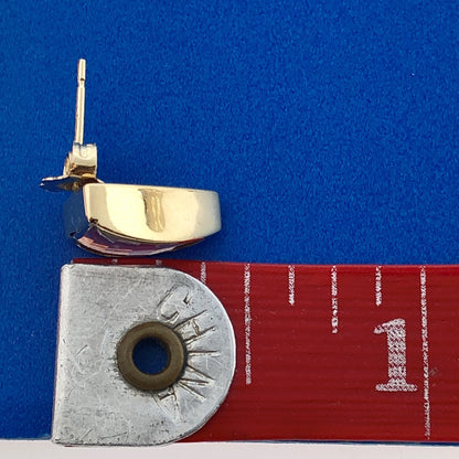 Modernist 14K Yellow Gold Rhodolite Garnet Trilliant January Stud Earrings