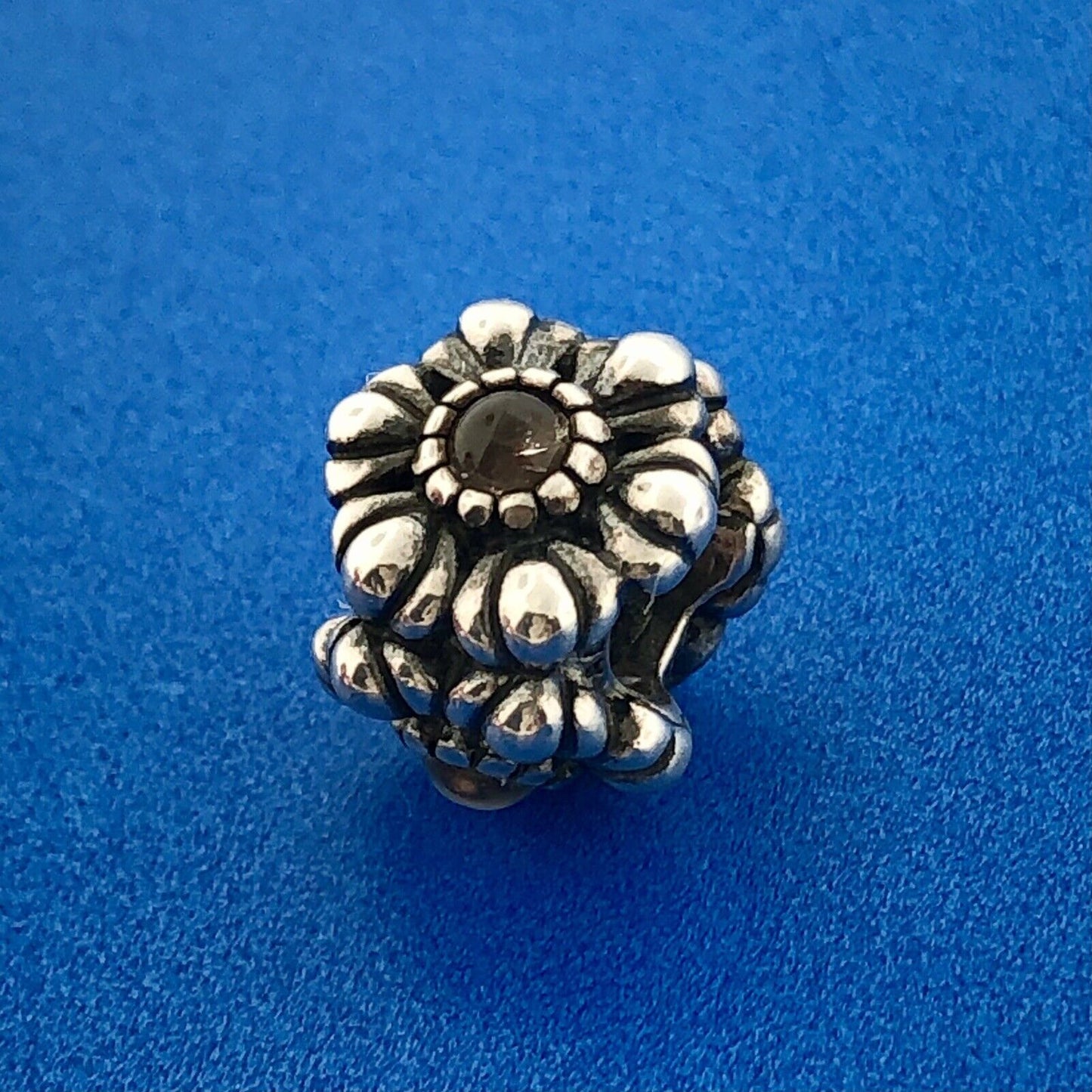 Authentic Pandora 925 Sterling Silver Purple Yellow CZ Floral Bead Charm