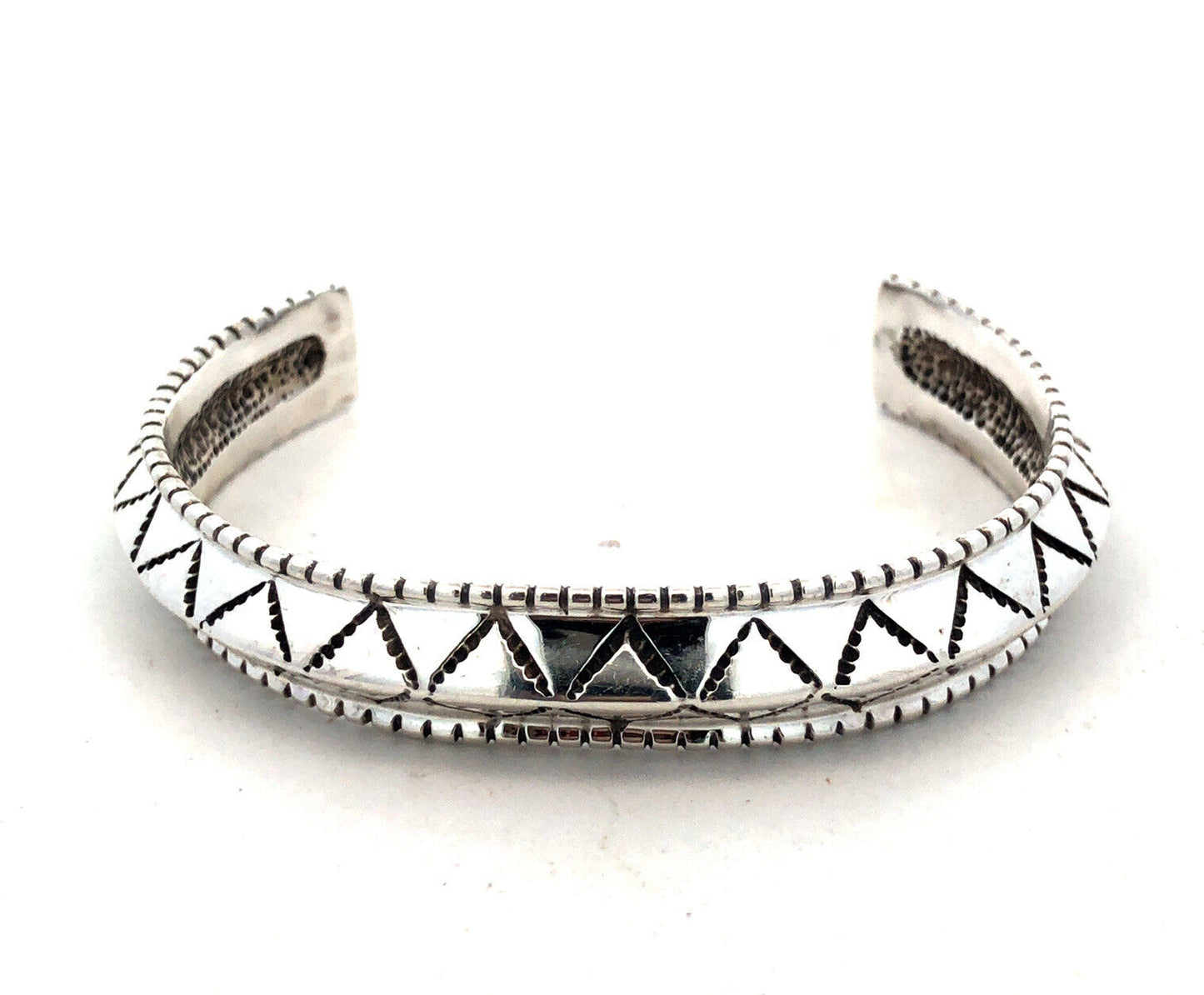 Navajo Anthony Kee 925 Sterling Silver Carinated Knife Edge Open Cuff Bracelet