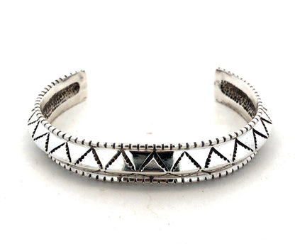 Navajo Anthony Kee 925 Sterling Silver Carinated Knife Edge Open Cuff Bracelet