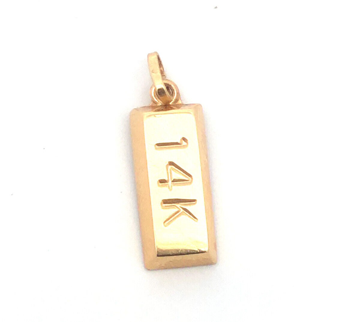 Designer 14K Yellow Gold Gold Bar Ingot Charm Pendant