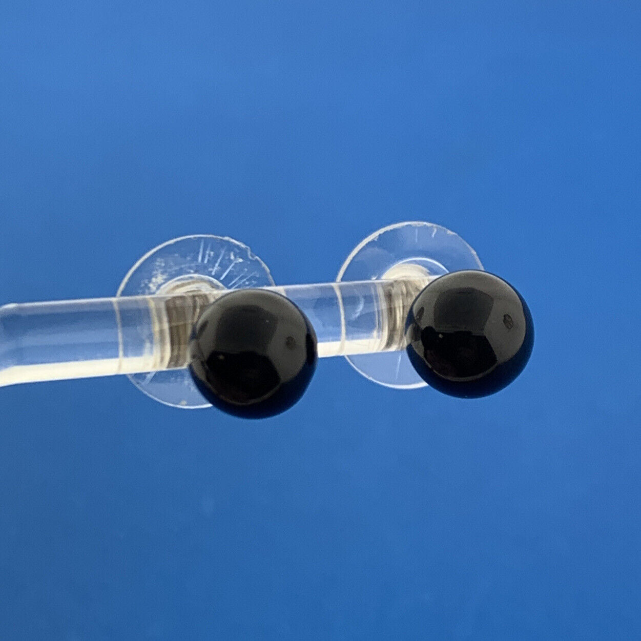 Gorgeous 14k Yellow Gold Black Onyx Sphere Friction Back Stud Earrings