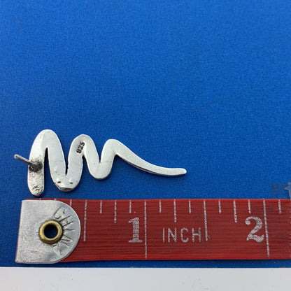 Stunning Sterling Silver 925 Marcasite Modernist Snake Zig-Zag Stud Earrings