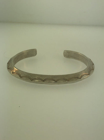 Vintage Native American 925 Sterling Silver Concho Statement Cuff Bracelet