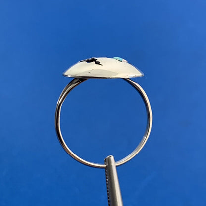 Native American Signed 925 Sterling Silver Turquoise Cabochon Storyteller Ring