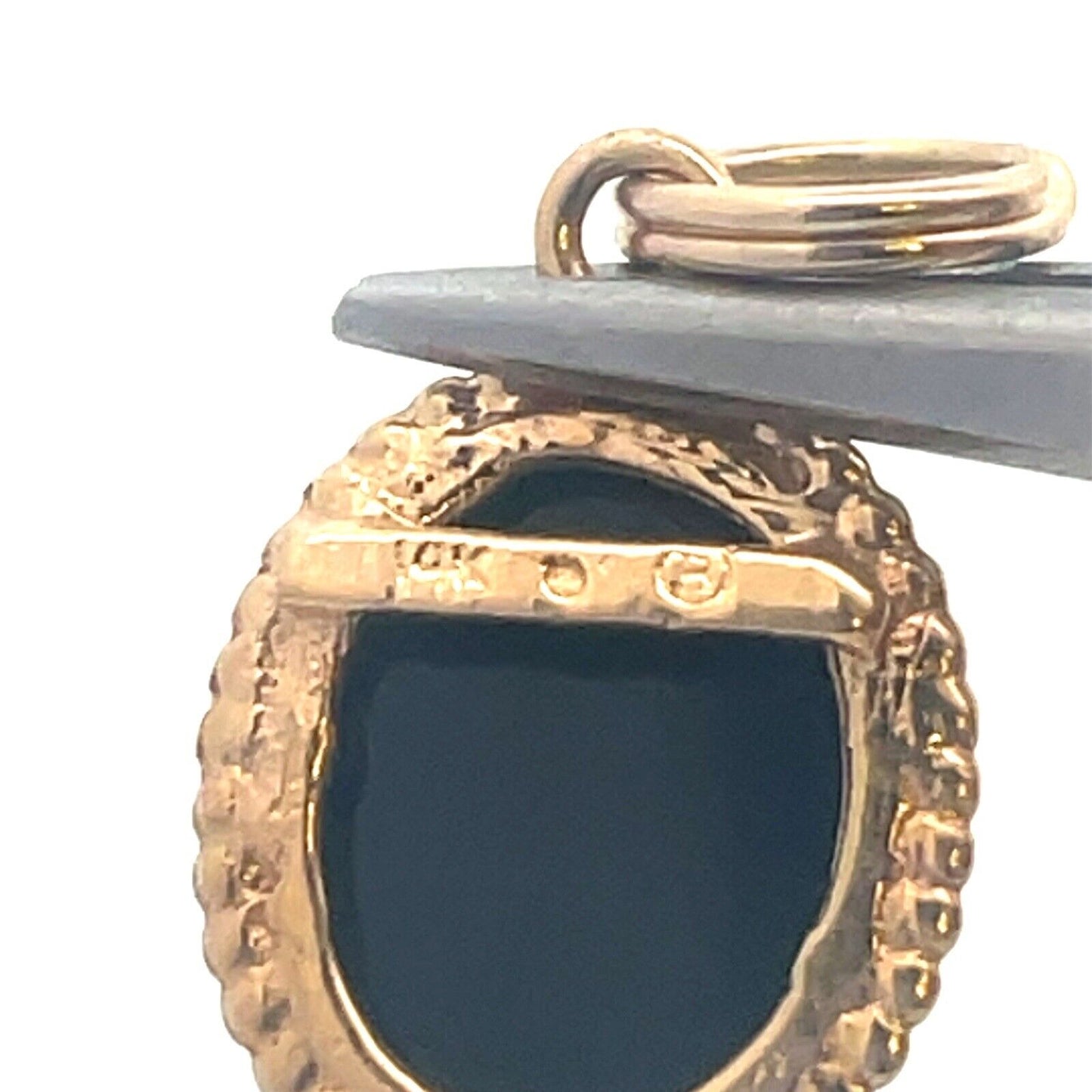Designer 14K Yellow Gold Oval Black Onyx Cabochon Drop Pendant