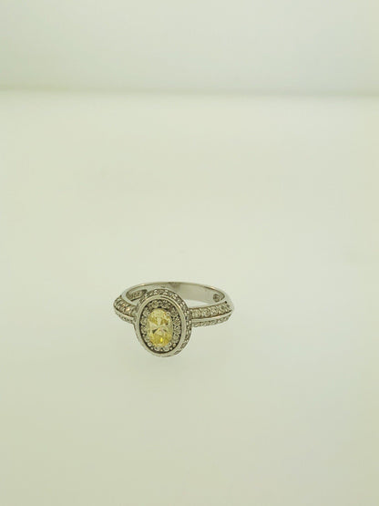 Sterling Silver Yellow White Cubic Zirconia Engagement Bridal Ring S179