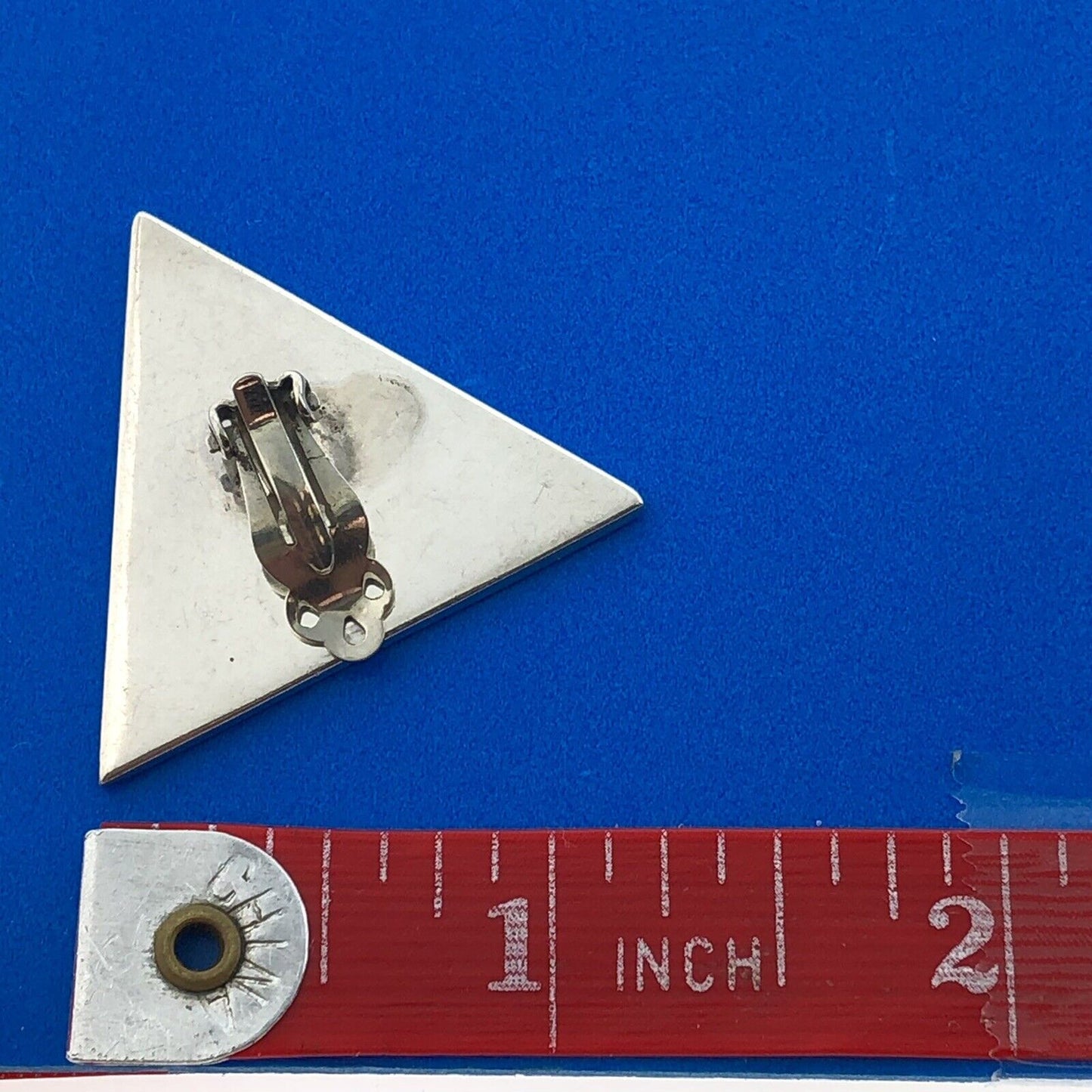 Vintage Sterling Silver 925 Modernist Malachite Onyx Statement Clip Earrings