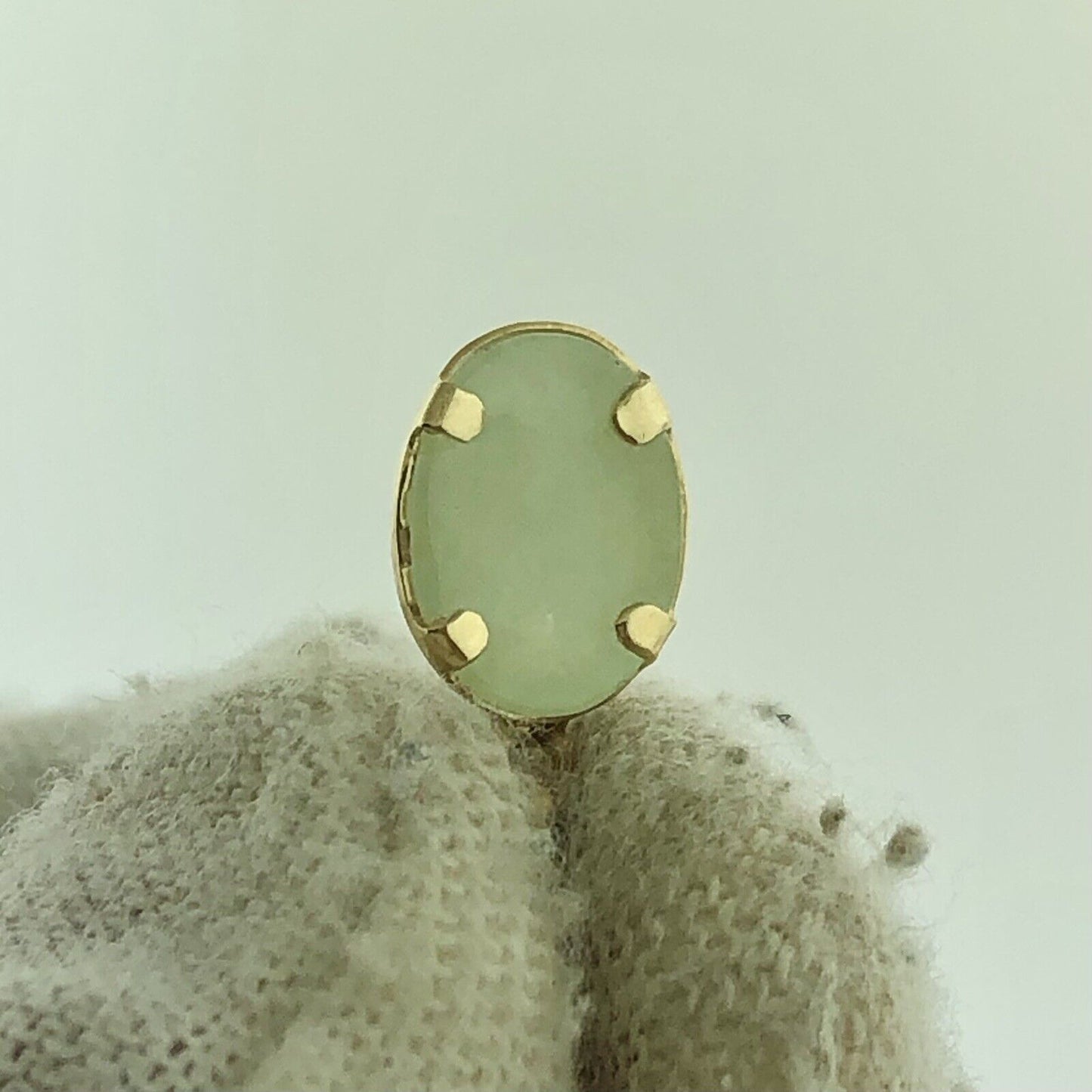 Designer Mexico 14K Yellow Gold Oval Green Chalcedony Lever Hook Dangle Earrings