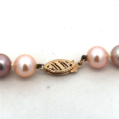 Designer 14K Yellow Gold Pink Round Pearl Beaded Necklace