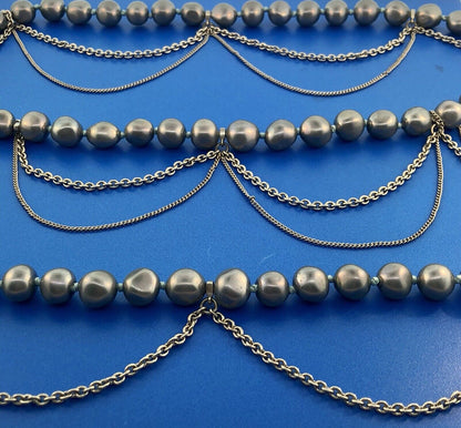 Kenneth Cole Reaction KCR Silver Tone Grey Pearl Metal Statement Choker Necklace