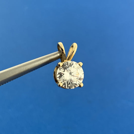 Diamonique 14k Yellow Gold Round Sparkling White Cubic Zirconia Charm Pendant