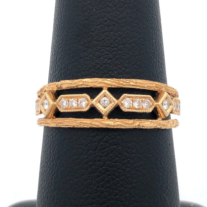 14K Yellow Gold Designer Diamond Wedding Anniversary Cocktail Band Ring