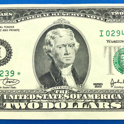 2003 Series $2 Federal Reserve Minneapolis Star Note Fort Worth FR 1937I*