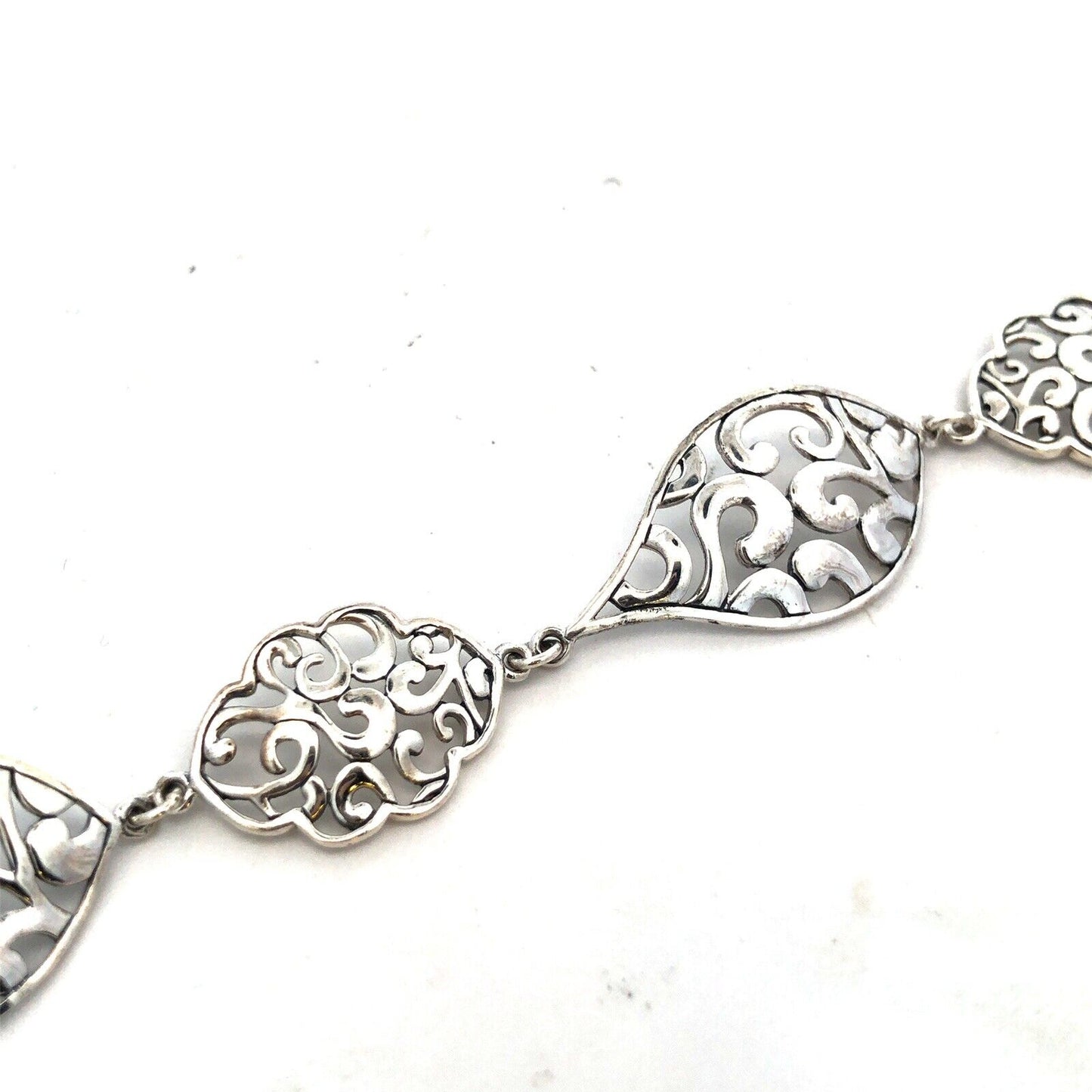 Designer 925 Sterling Silver Filigree Swirl Panel Bracelet