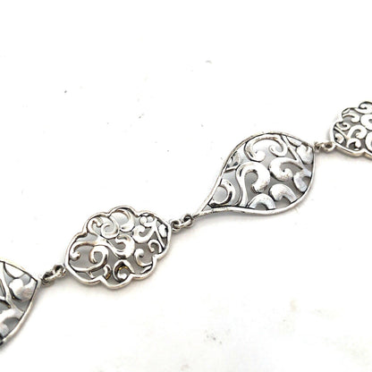 Designer 925 Sterling Silver Filigree Swirl Panel Bracelet