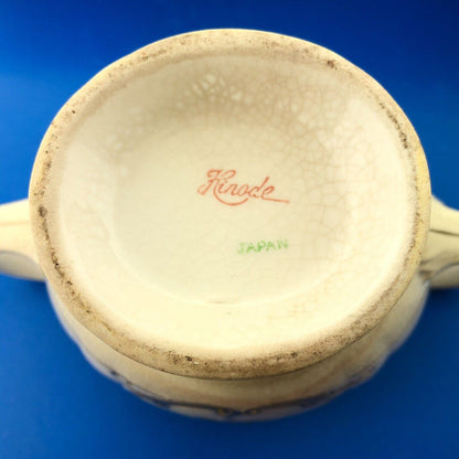 Mid Century Hinode Japan China Gilt Floral Scroll Pattern Handled Sugar w/Lid