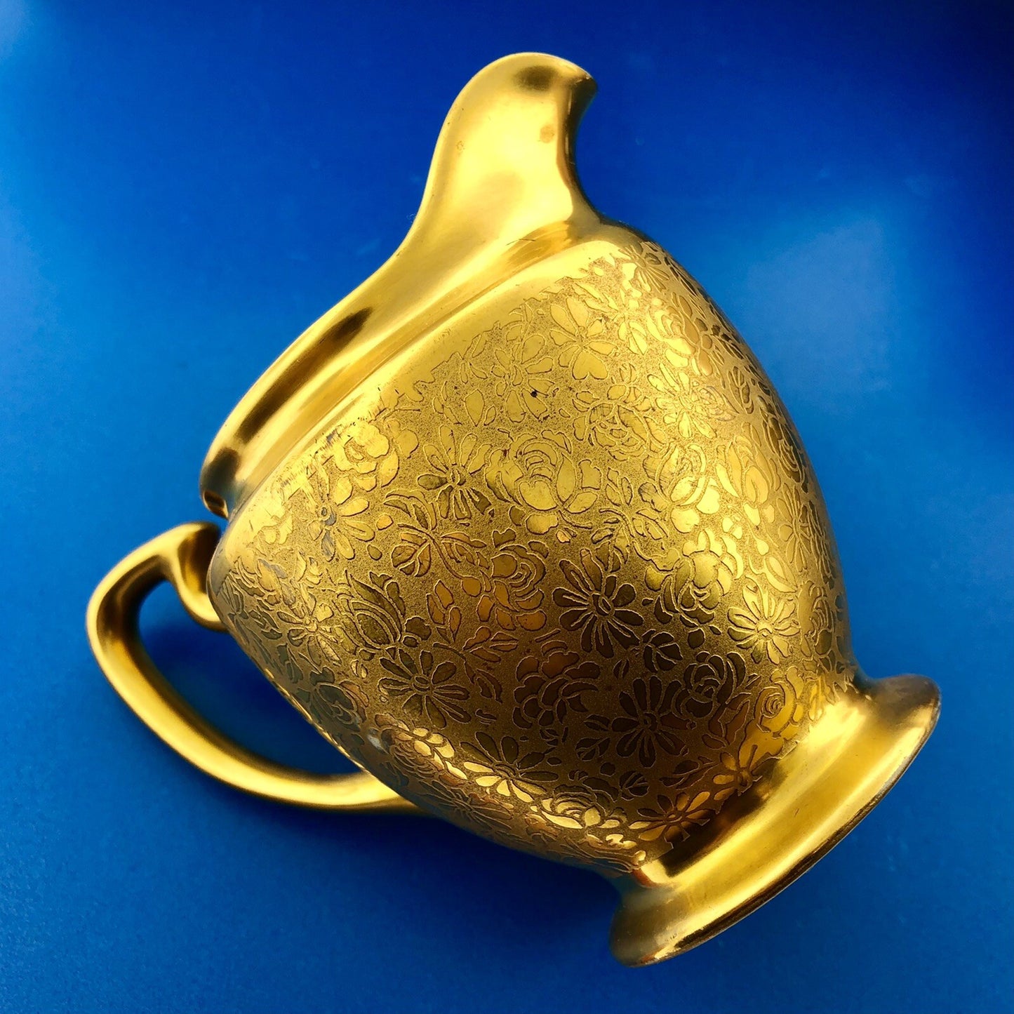 1930s Pickard China Gold Rose Daisy Pattern Creamer Sugar Bowl W/Lid 3 Piece Set