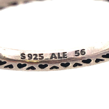 PANDORA 925 Silver Radiant Hearts 191011NRG Royal Green CZ Enamel Stackable Ring