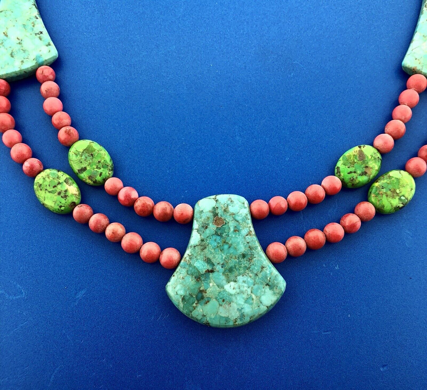 Jay King DRT Sterling Silver Turquoise Red Coral Geometric Statement Necklace