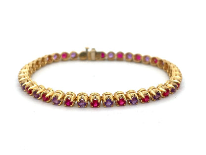 Ross Simons 18K Yellow Gold Custom Amethyst Ruby Statement Tennis Bracelet