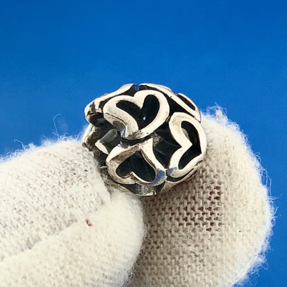 Designer Sterling Silver 925 Heart Openwork Bead Bracelet Charm