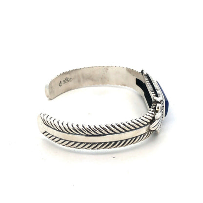 Carolyn Polack 925 Sterling Silver Rectangle Lapis Lazuli Open Cuff Bracelet