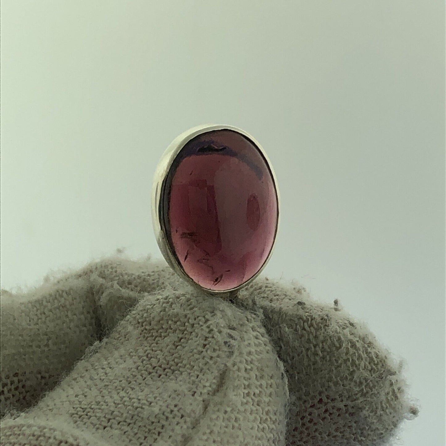 Stunning Sterling Silver 925 Oval Cabochon Purple Amethyst Dangle Hook Earrings