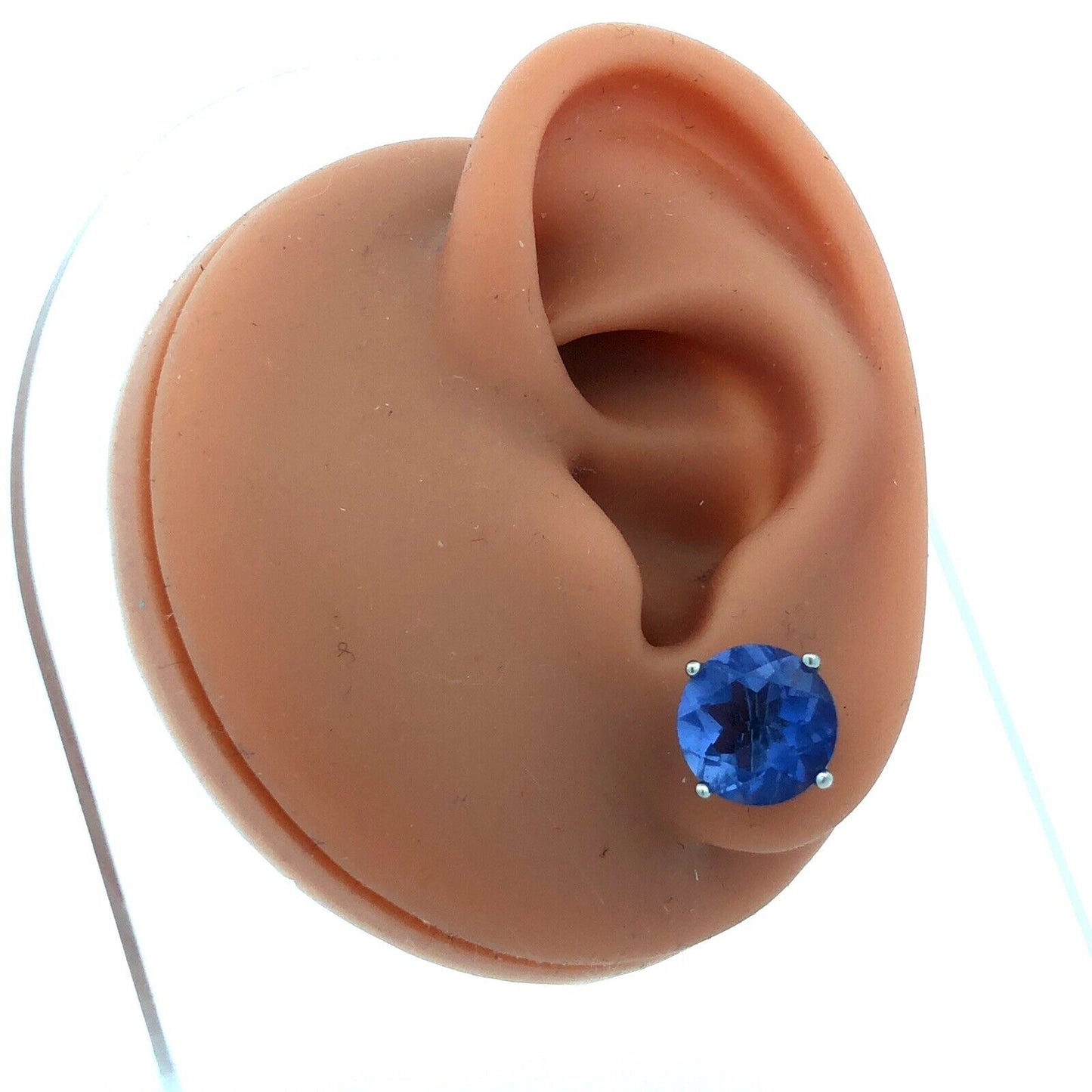 Designer TGGC 925 Sterling Silver Round Blue Tanzanite Solitaire Stud Earrings