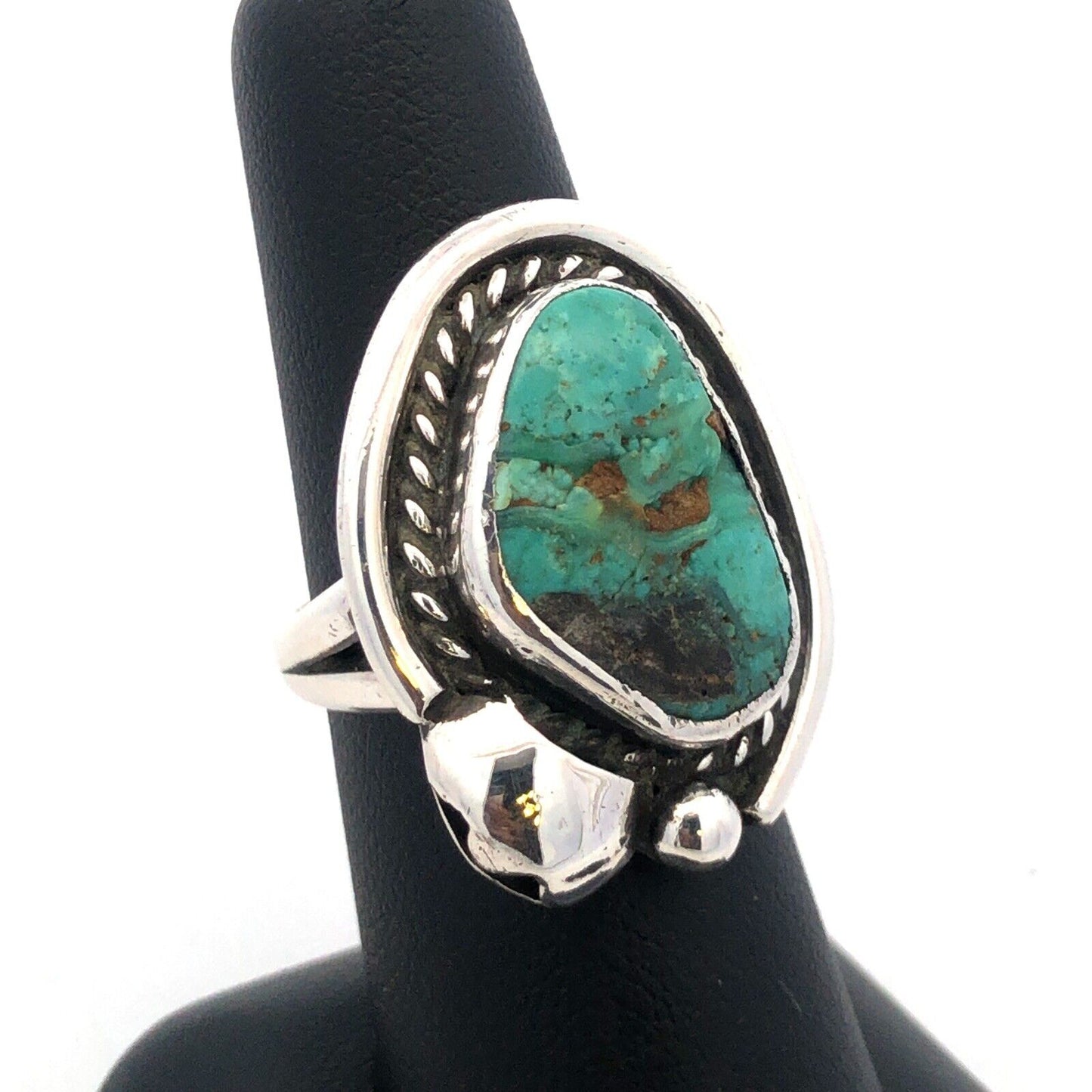 Native American 925 Sterling Silver Chunky Turquoise Statement Finger Ring