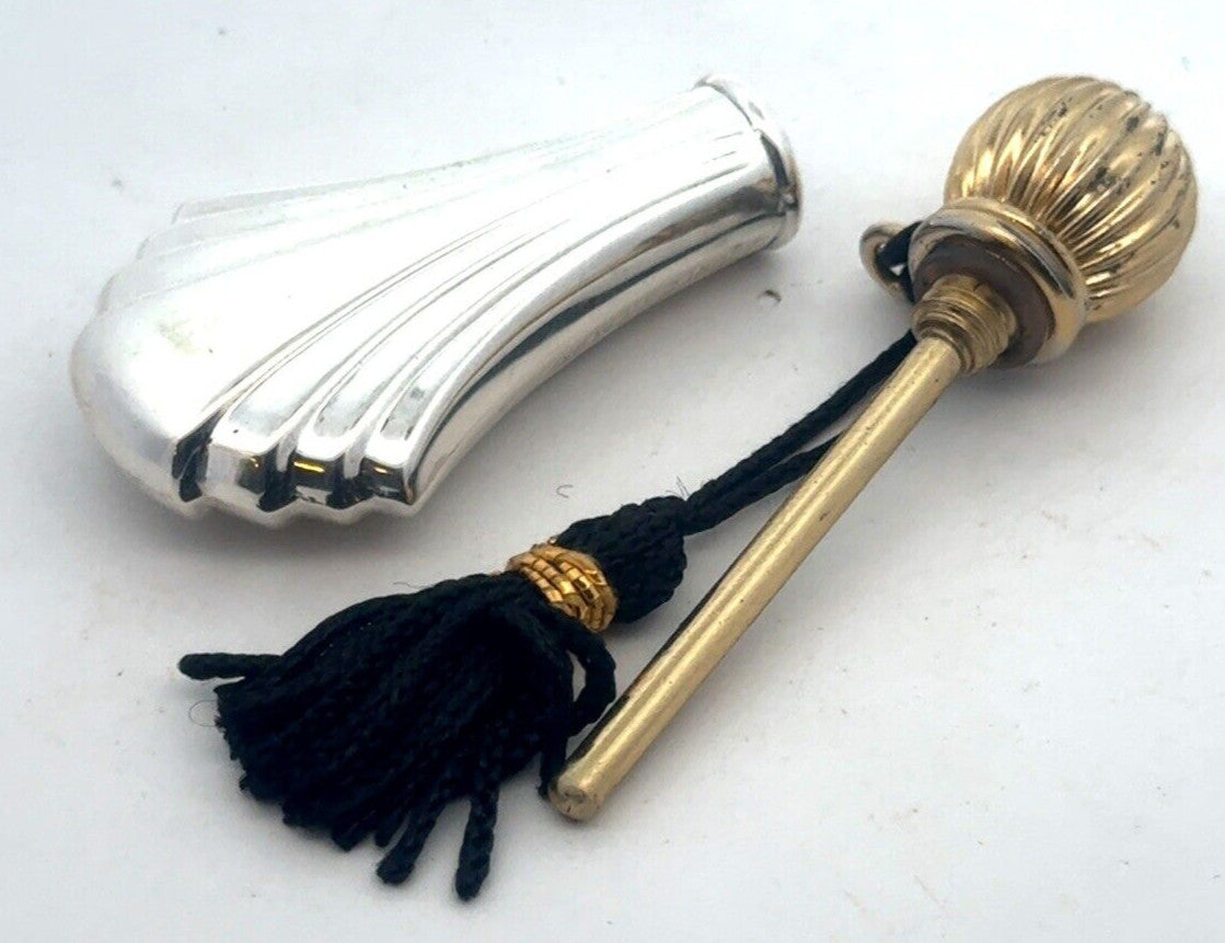 Vtg Towle Sterling Silver Gold Vermeil Tassel Perfume Oil Purse Vanity Bottle