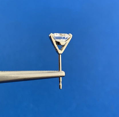 Designer 14K White Gold Cubic Zirconia CZ Solitaire Stud Earrings