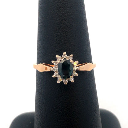 Vintage 14K Yellow Gold Sapphire Diamond Promise Engagement Anniversary Ring