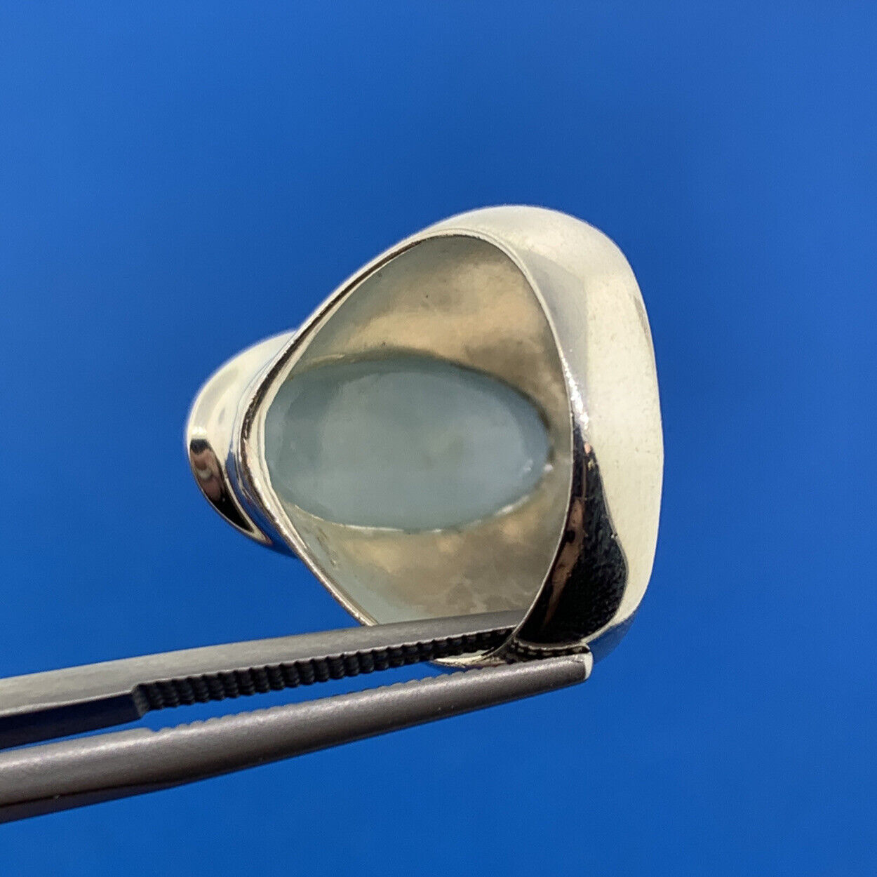 Designer SI Sterling Silver 925 Aventurine Modernist Prosperity Cocktail Ring