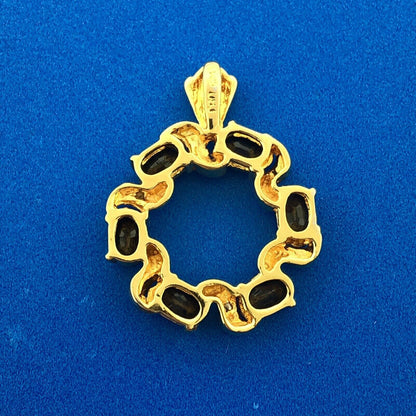 Estate 925 Sterling Silver Vermeil Two Tone Sapphire September Infinity Pendant