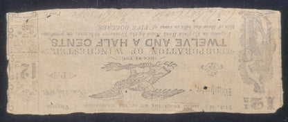 1861 12.5c Corporation of Winchester, Virginia Obsolete Currency Bank Note