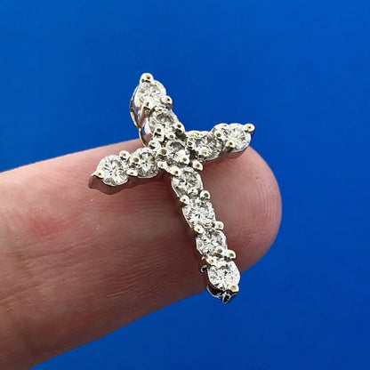 14K White Gold Diamond Cross Religious Communion Confirmation Bridal Pendant