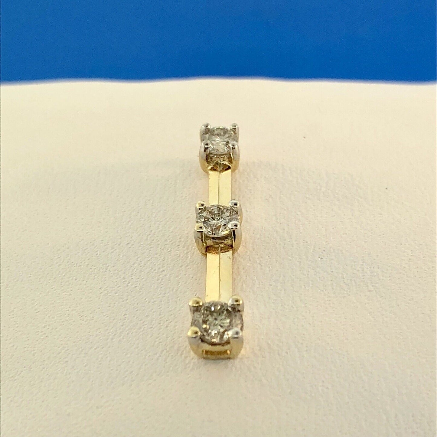 14K Yellow Gold Diamond Infinity Eternity Bridal Anniversary Bar Drop Pendant