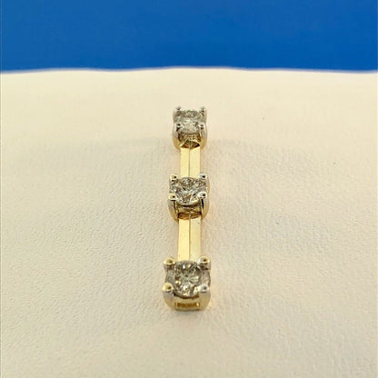 14K Yellow Gold Diamond Infinity Eternity Bridal Anniversary Bar Drop Pendant