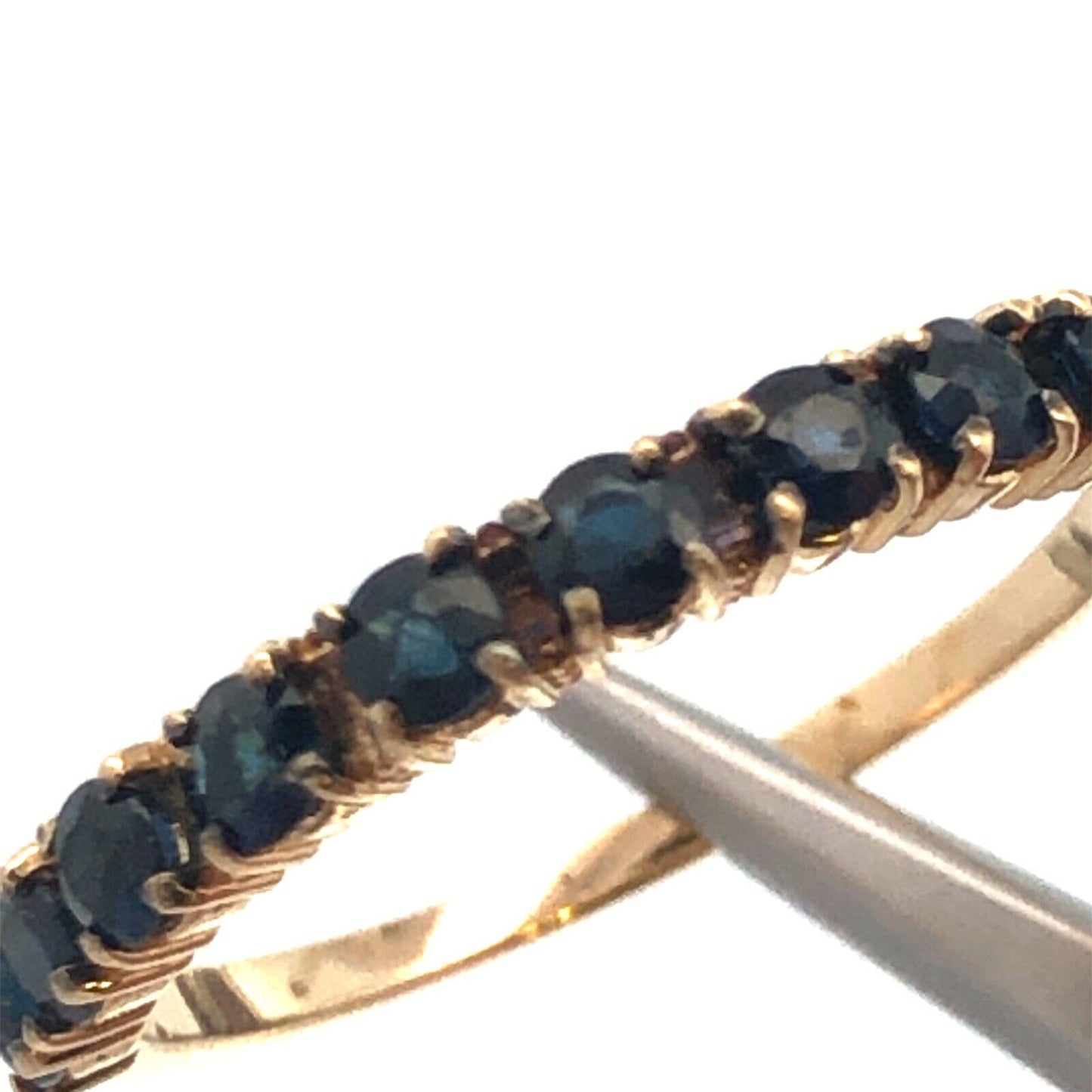 Designer S Kalan 14K Yellow Gold Sapphire Anniversary Eternity Half Band Ring