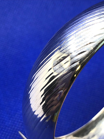 Karizia Spa Italy 925 Sterling Silver Textured Round Wide Bangle Bracelet