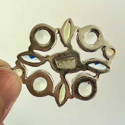 Retro 925 Sterling Silver Multi Colored Shaped Gemstone Oval Statement Pendant