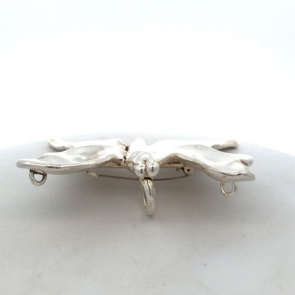 Artisan Hand Made Signed 925 Sterling Silver Butterfly Statement Brooch Pendant