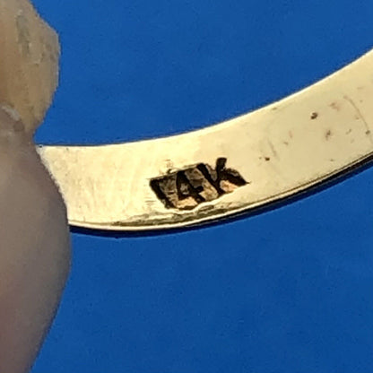 Estate 14K Yellow Gold Jade Jadeite Oval Cabochon Heart Scroll Cocktail Ring