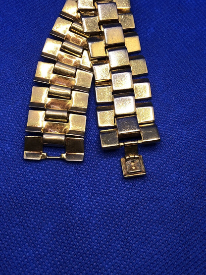 Mid Century Trifari Gold Tone Modernist Accordion Link Chunky Statement Bracelet