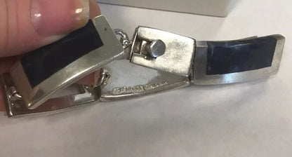 Vintage Taxco Mexico Sterling Silver 925 Lapis Lazuli Modernist Panel Bracelet