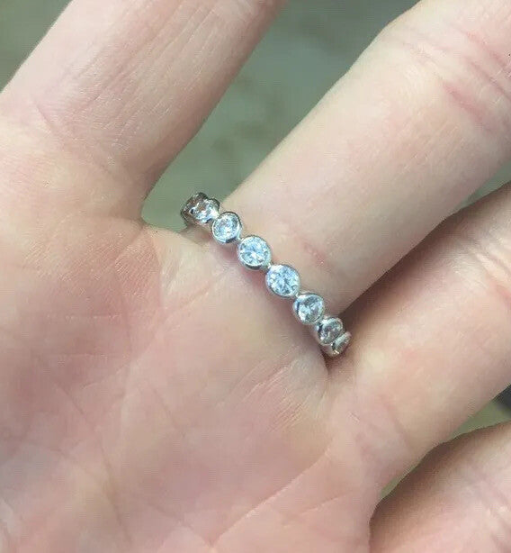Stackable Sterling Silver .925 Round Cubic Zirconia Eternity Bridal Size 8 Ring