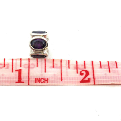 PANDORA ALE 925 Sterling Silver Oval Amethyst Oval Lights Spacer Charm 790311