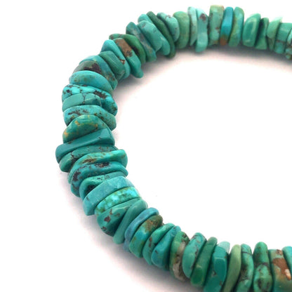 Estate 925 Sterling Silver Wheel Shaped Turquoise Beaded Bracelet