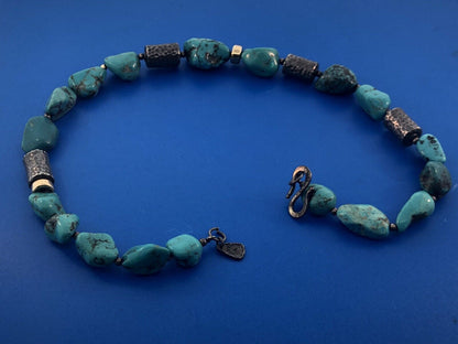 Vintage SILPADA 925 Sterling Silver Chunky Turquoise Nugget Statement Necklace